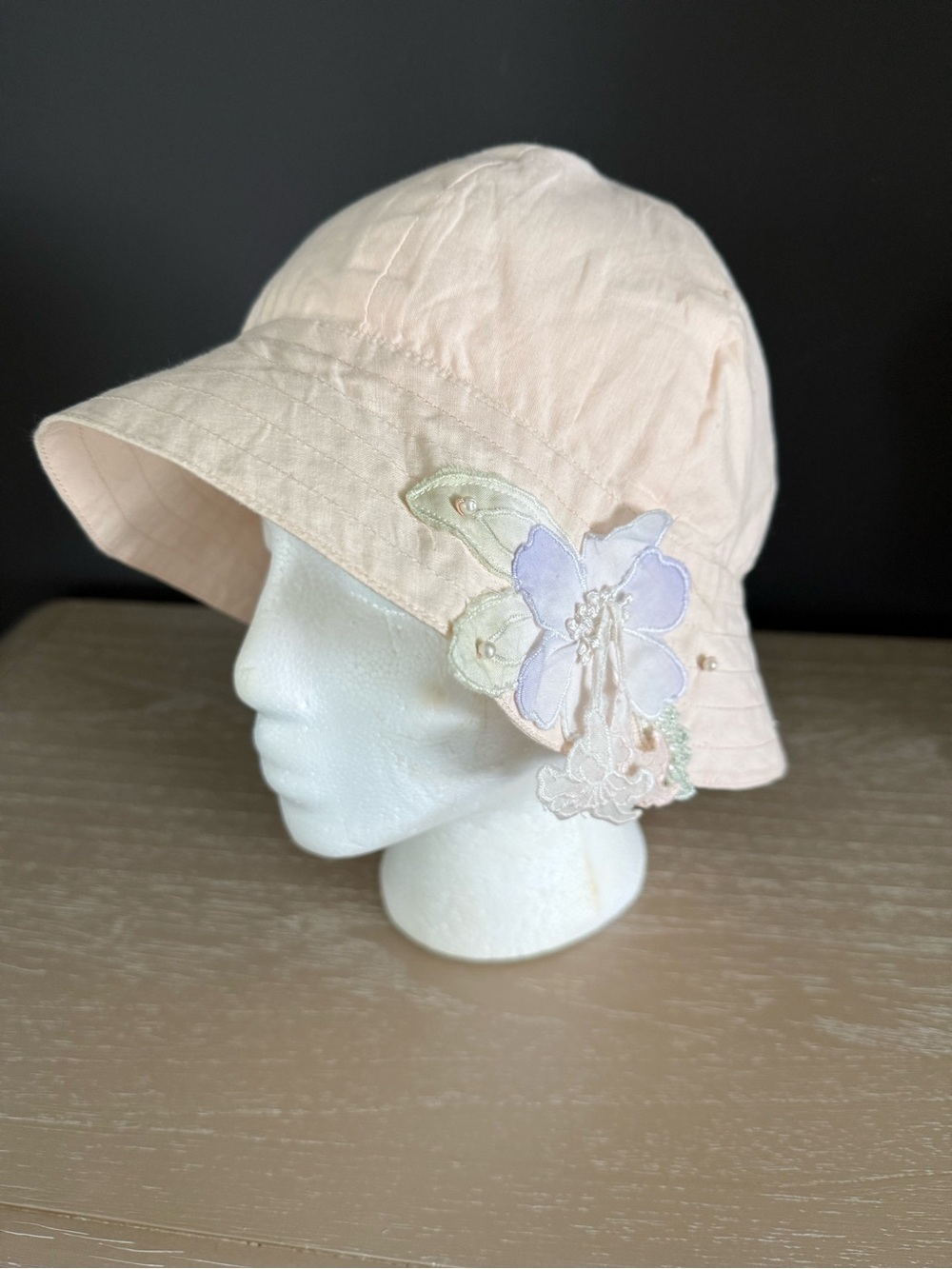 Light Pink Kids Embellished Bucket Hat